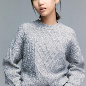 Cable-knit jumper - grey