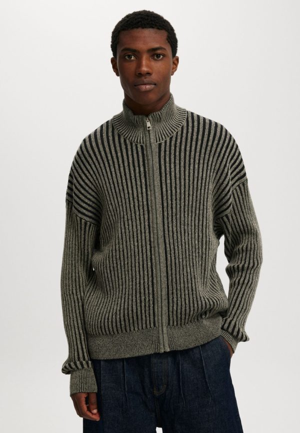 Zip through knit - black