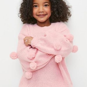 Pom pom knit jersey - pink